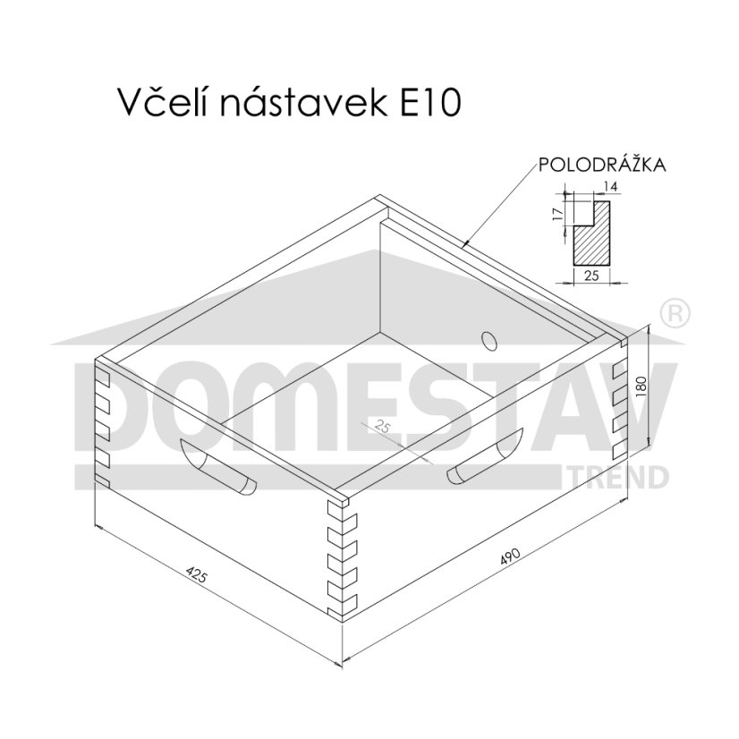 Včelí nástavok cinkovaný E10 (nízke B10), Severská borovica