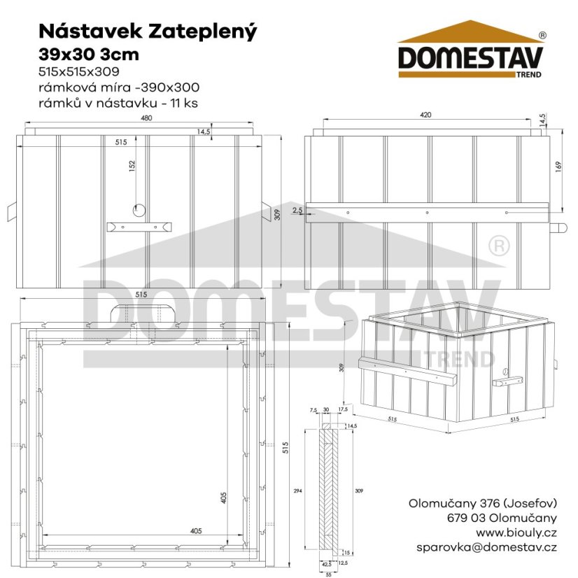 Nástavok zateplený 39x30 - 3cm