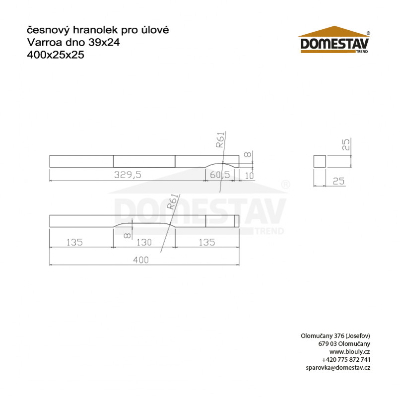 Česnové hranoly pre dno 39x24, 39x17