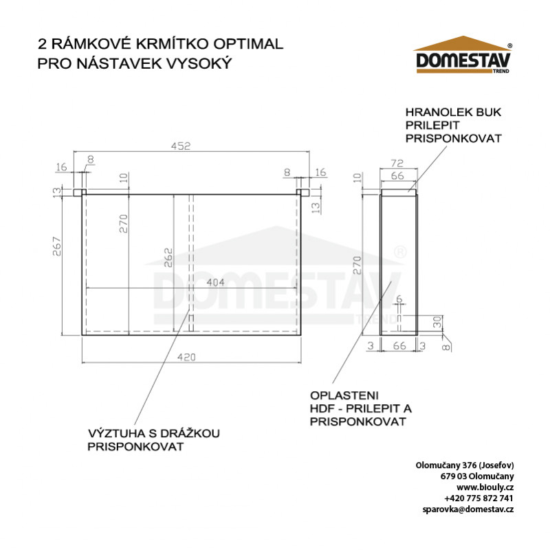 Dvojrámikové kŕmidlo 6,6 litrov, Optimal vysoký