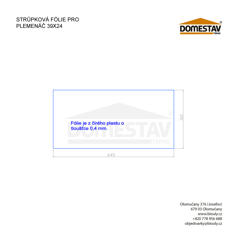 Stropná fólia pre plemenáč 39x24