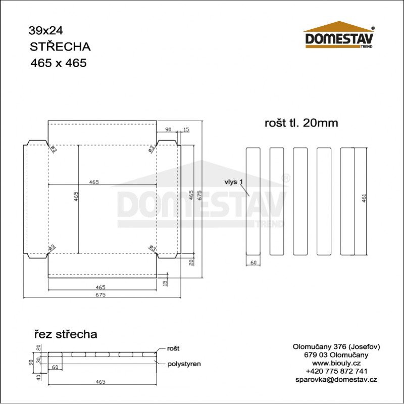 Střecha pro včelí úly 39x24 a 39x17, plechové víko, zateplené se zátěží
