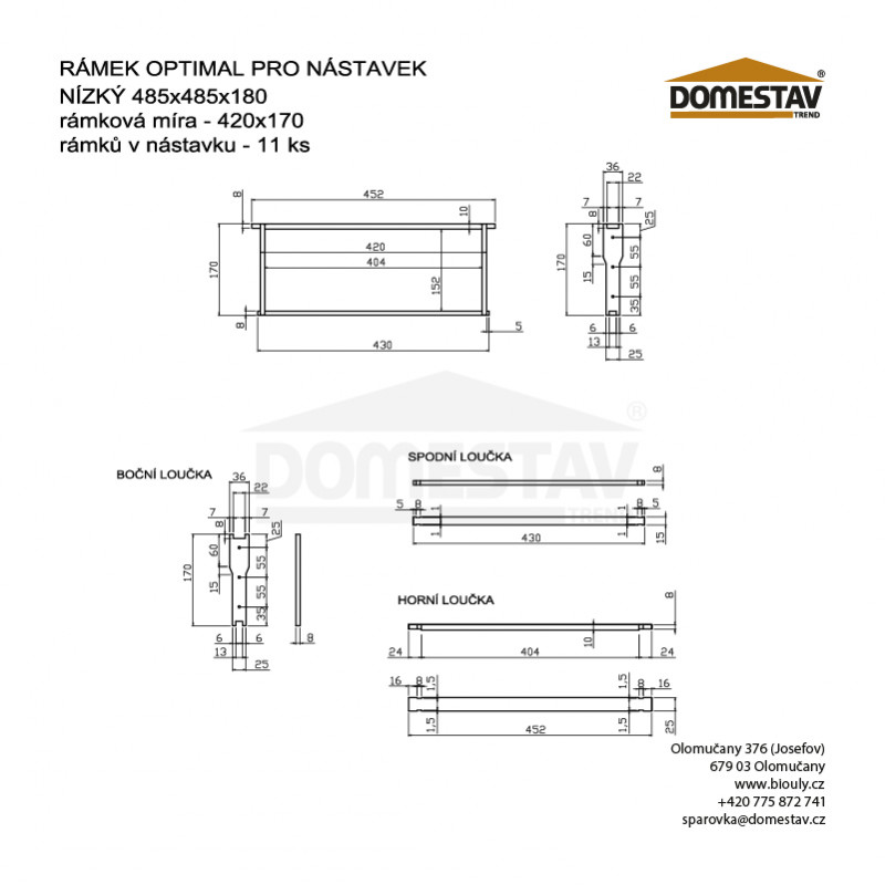 Rámek 42x17 Optimal nízký, vodorovně Hoffman, Lípa