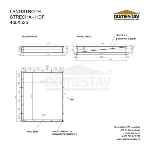 Vrchnák pre včelí úľ Langstroth, HDF, izolovaný Vrchnák pre včelí úľ Langstroth, HDF, izolovaný