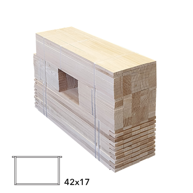 Rámkový přířez 42x17 Optimal nízký, nevrtaný rovný, Lipa, 50 ks