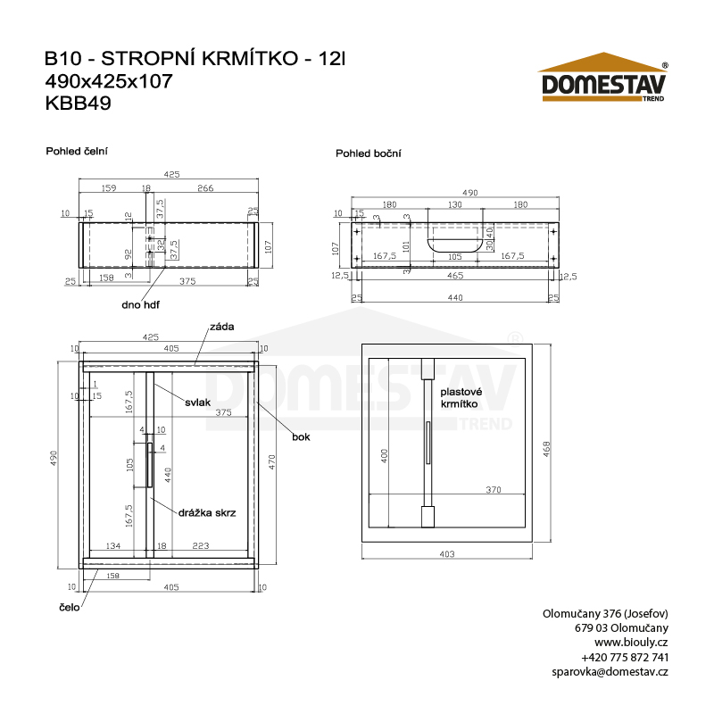 Stropné kŕmidlo s plastovou vložkou 12L, B10 a E10