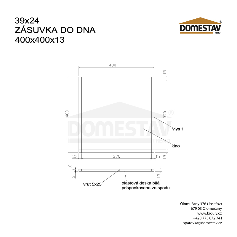 Zásuvka do dna 39x24, 39x17