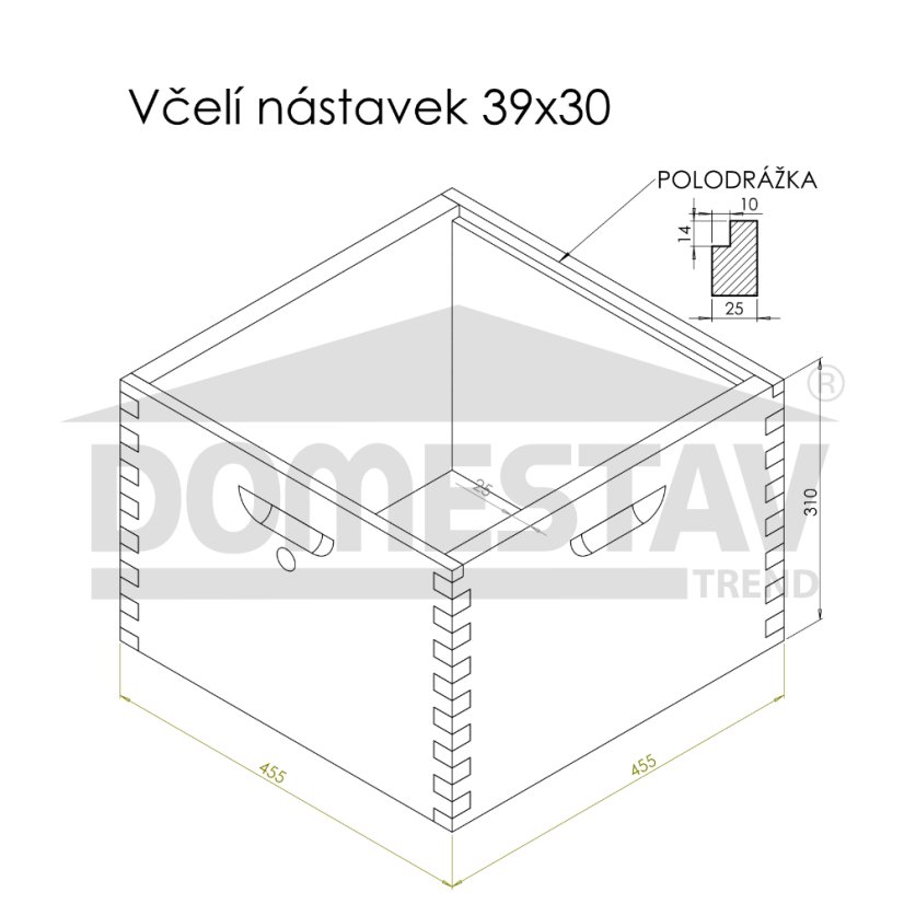 Včelí nástavek cinkovaný 39x30, Severská borovice