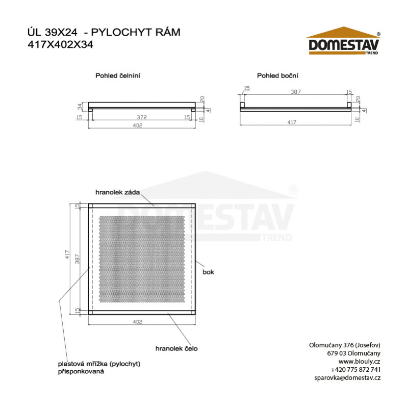 Peľochyt pre úľ 39x24, 39x17, súprava peľochytová doska a prevetrávaná zásuvka