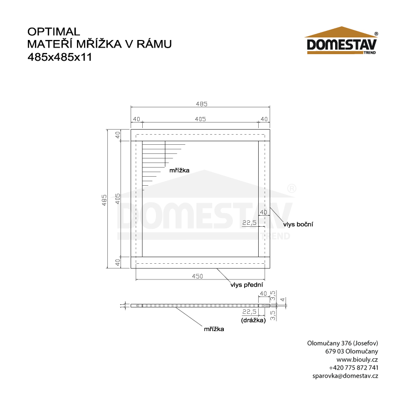 Materská mriežka v ráme pre včelí úľ Optimal