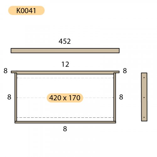 Rámkový přířez 42x17 Optimal nízký, vodorovně, rovný, Lípa, 50 ks