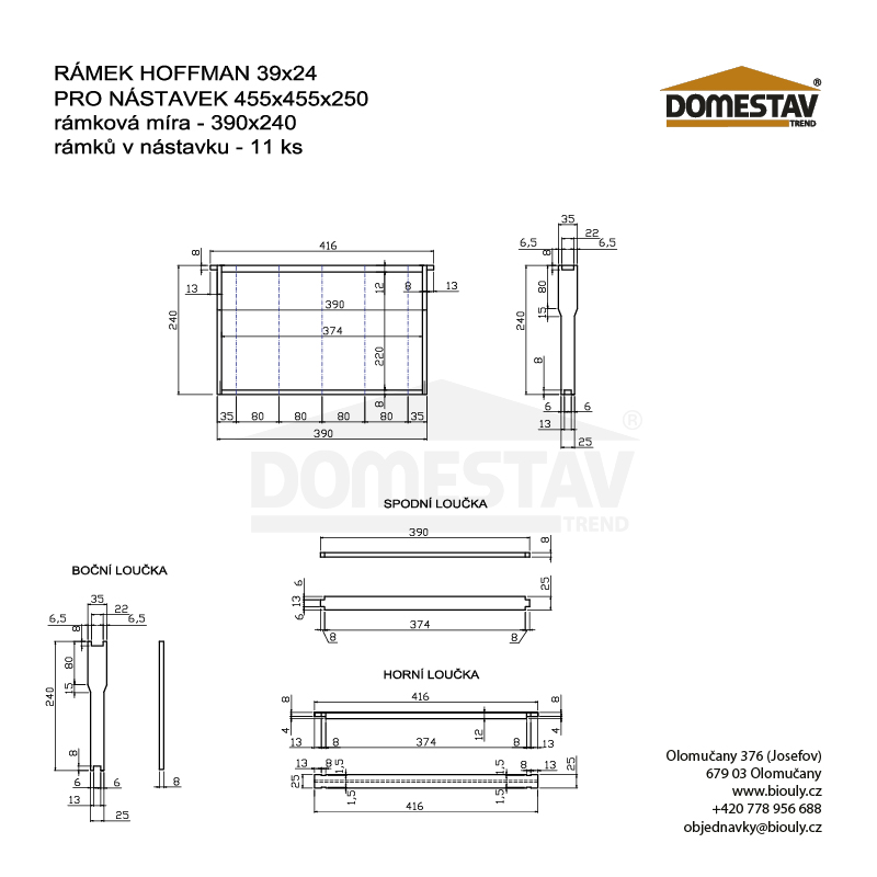 Rámkový prírez 39x24, zvislo Hoffman, Lipa, 50 ks