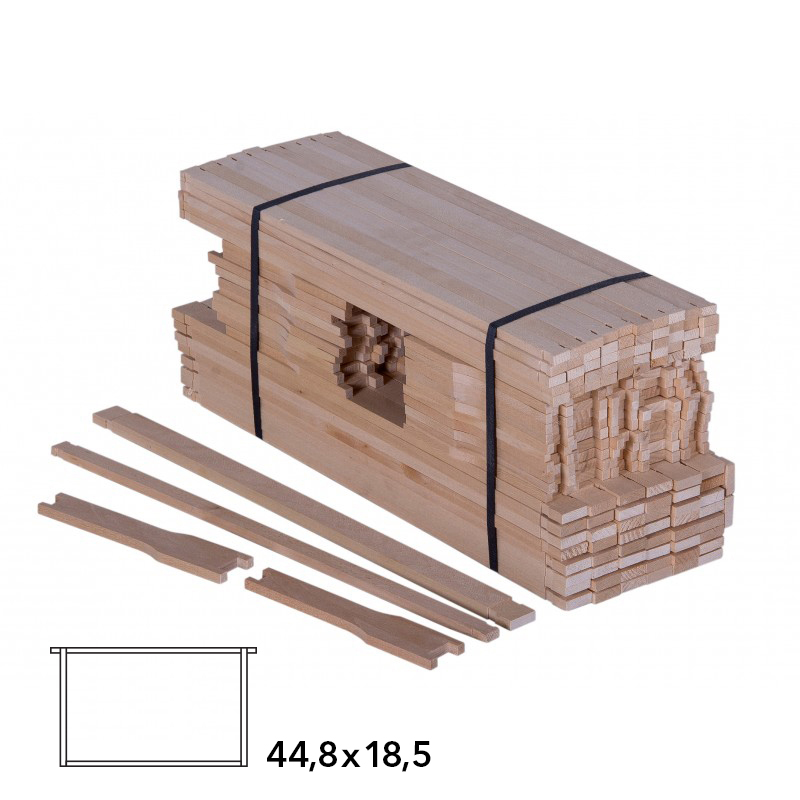 Rámkový přířez 44,8x18,5 Langstroth 3/4, nevrtaný Hoffman, Lípa, 50 ks