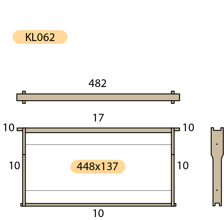 Rámek 44,8x13,7 Langstroth 1/2 Original, vodorovně Hoffman, Lípa