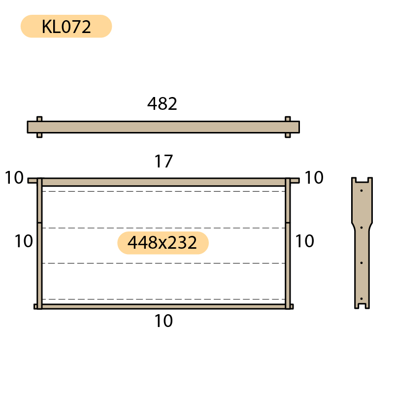 Rámkový přířez 44,8x23,2 Langstroth 1/1 Original, vodorovně Hoffman, Lipa, 50 ks