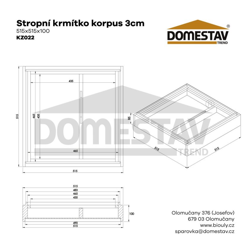 Stropné krmítko korpus - 3cm