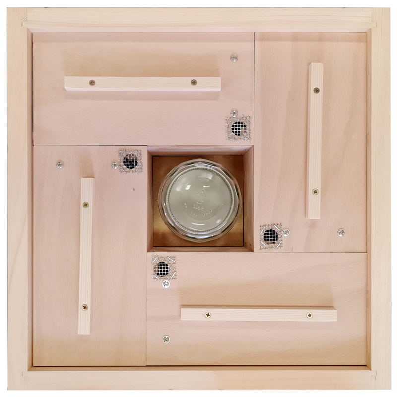 Drevený oplodniačik pre 4 matky - INOVOVANÝ, 485 x 485 mm, Borovica hladká (vejmutovka)