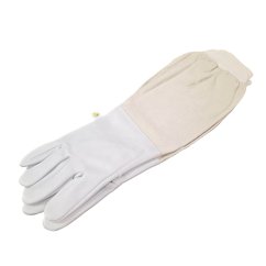 Včelárske rukavice kožené, priedušný úplet, ľanové návleky