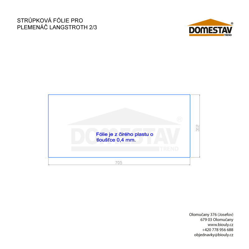 Stropná fólia pre plemenáč Langstroth 2/3