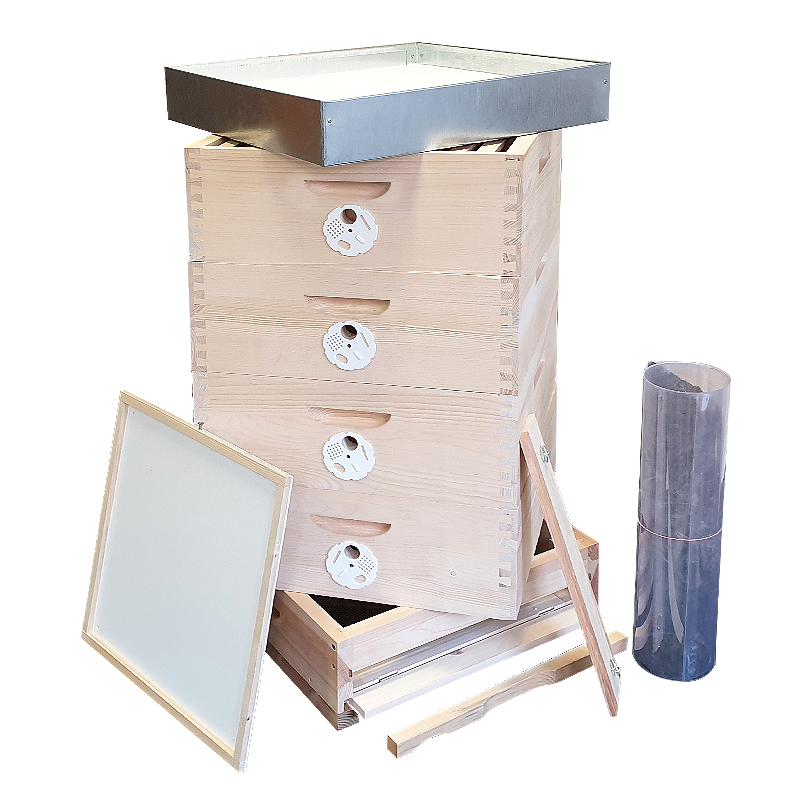 Včelí úľ Optimal - zostava 4 nízké nadstavky cinkované, Borovica hladká (vejmutovka)