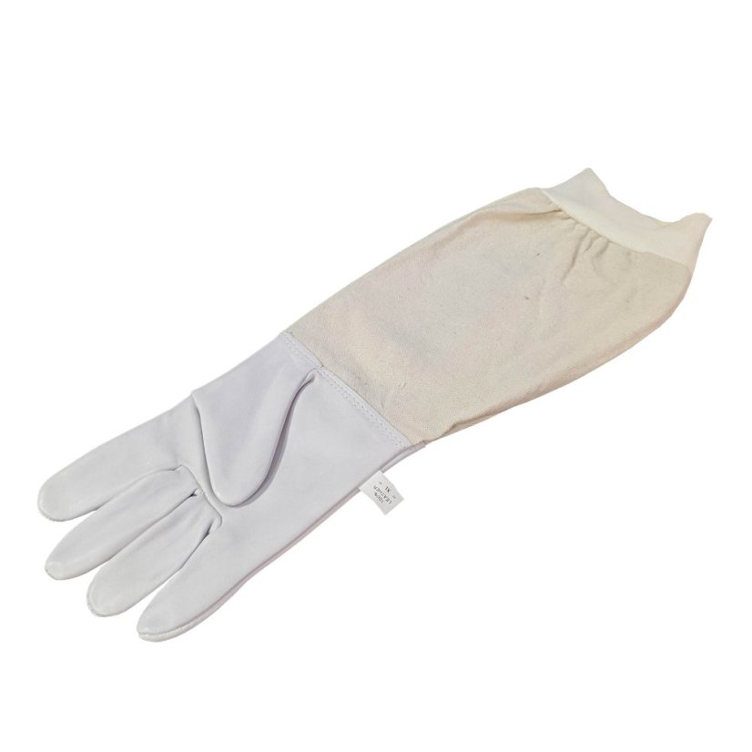 Včelárske rukavice kožené, priedušný úplet, ľanové návleky - Veľkosť: Velikost XXL