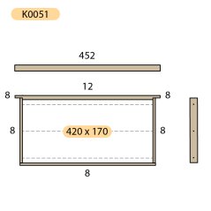 Rámek 42x17 Optimal nízký, vrtaný vodorovně, rovný, Lípa