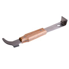 Rozperák obojstranný s hákom a drevenou rukoväťou, nerez