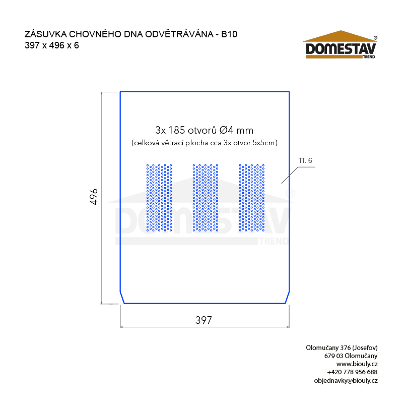 Zásuvka do chovného dna odvětrávaná B10