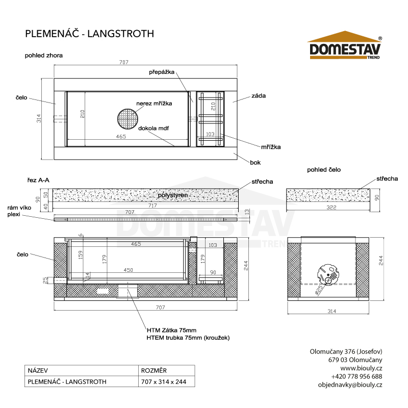 Plemenáč Langstroth 2/3, styrodur
