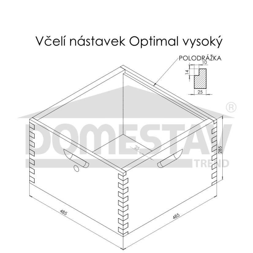 Včelí nástavok cinkovaný Optimal vysoký, Severská borovica