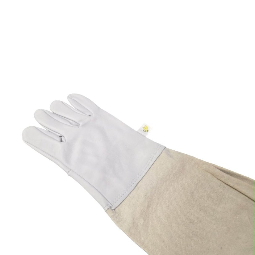 Včelárske rukavice kožené, priedušný úplet, ľanové návleky - Veľkosť: Velikost XXL