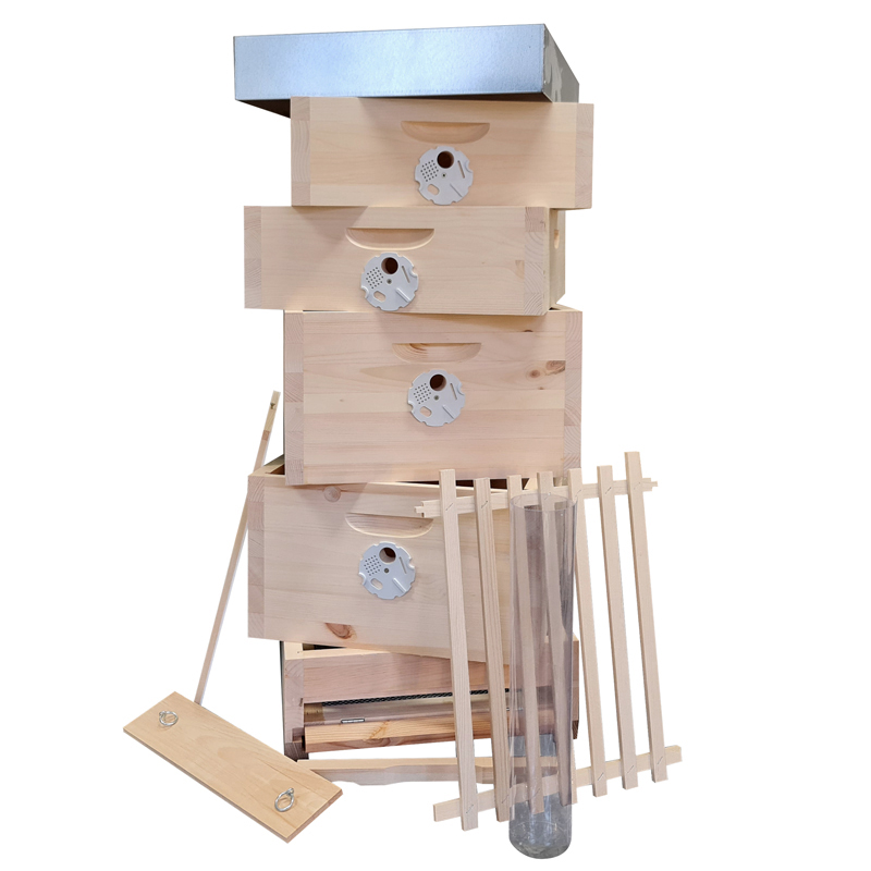 Včelí úl Langstroth kombinovaný - sestava 2 nástavky 1/1 + 2 nástavky 1/2, Borovice vejmutovka