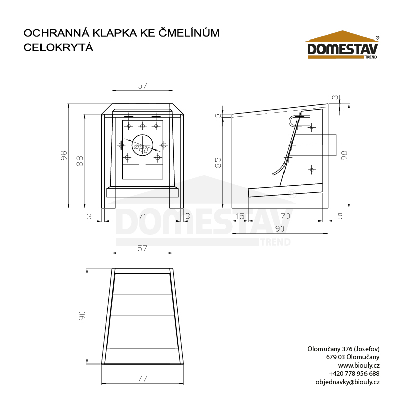 Ochranná klapka ke čmelínům celozakrytovaná, palisandr