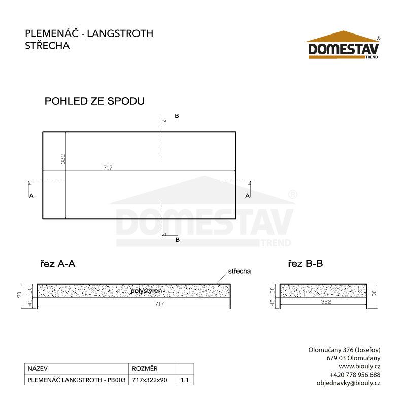 Vrchnák pre plemenáč Langstroth 2/3, plechové veko, izolovaný