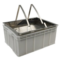 Odvíčkovací talíř nerez s plastovou bedýnkou