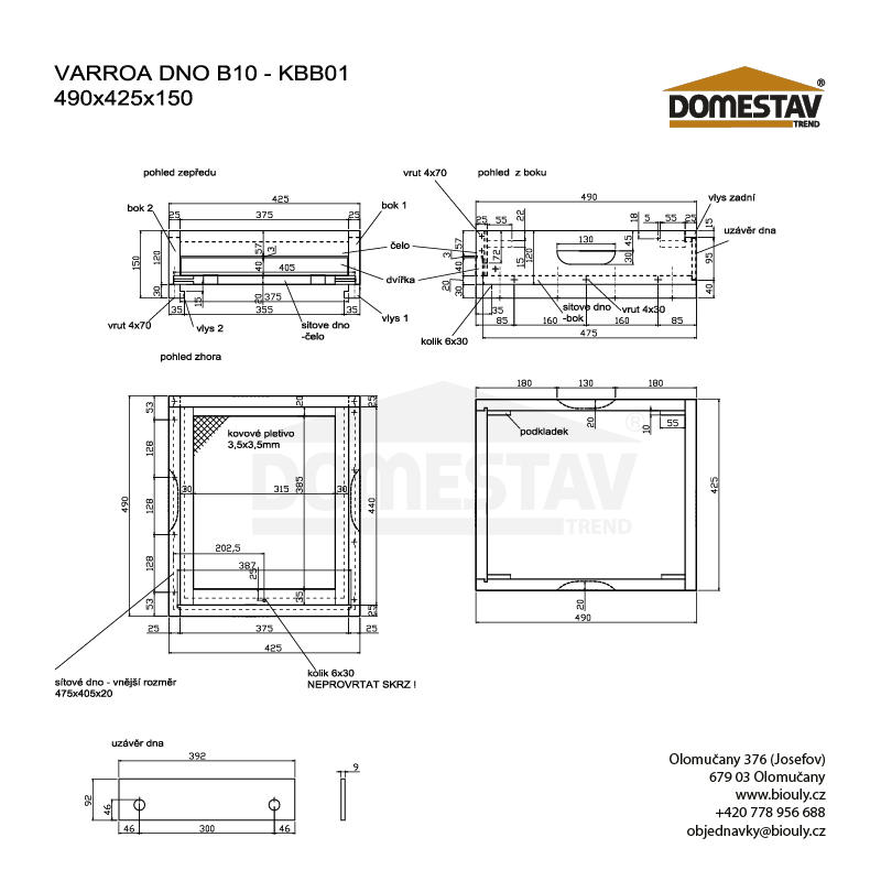 Varroa dno pre úľ B10 a E10 so stavebnou zábranou, borovica hladká (vejmutovka)