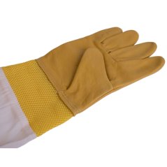 Včelárske rukavice kožené, priedušný úplet, ľanové návleky