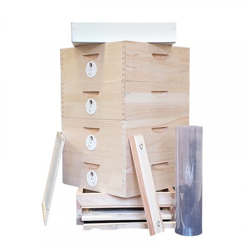 Včelí úľ Optimal - zostava 4 nízké nadstavky cinkované, Borovica hladká (vejmutovka)
