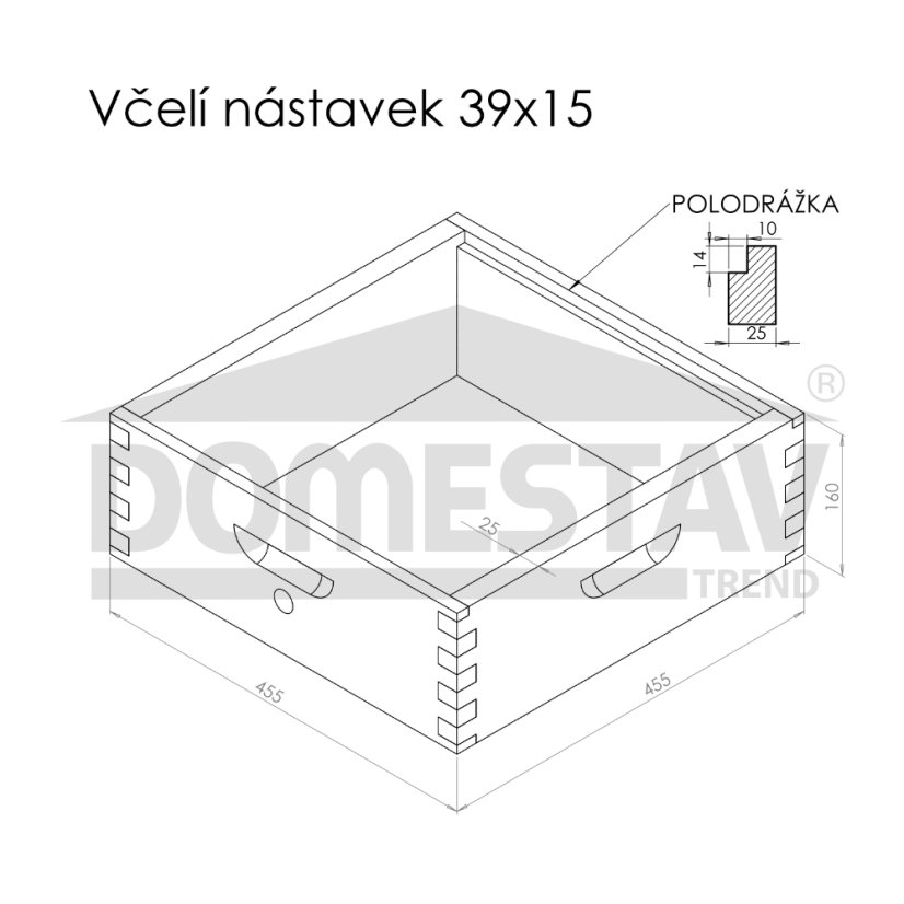 Včelí nástavek cinkovaný 39x15, Severská borovice