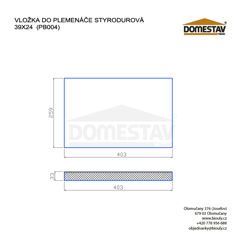 Vložka do plemenáče styrodurová 39x24