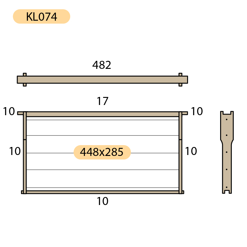 Rámek 44,8x28,5 Langstroth Jumbo Original, vodorovně Hoffman, Lípa