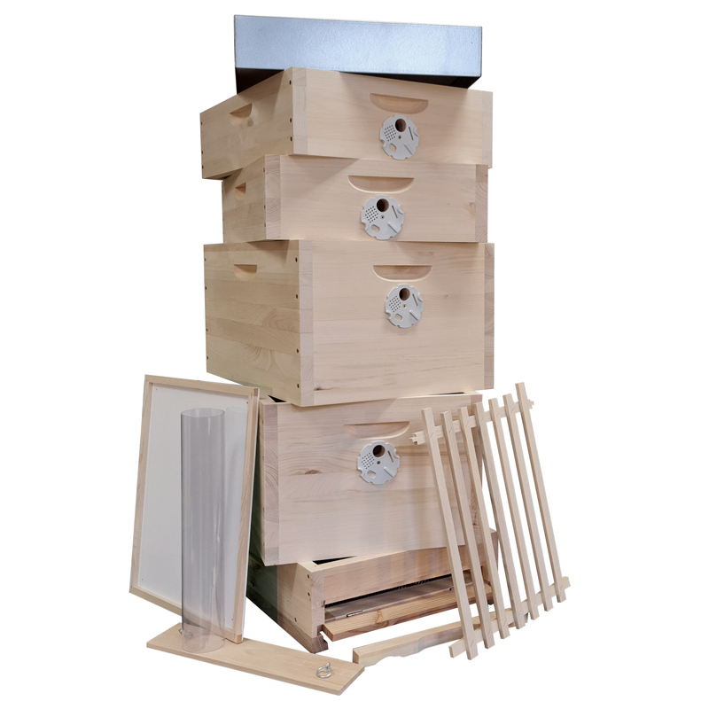 Včelí úl Langstroth kombinovaný - sestava 2 nástavky Jumbo + 2 nástavky 1/2, Borovice vejmutovka