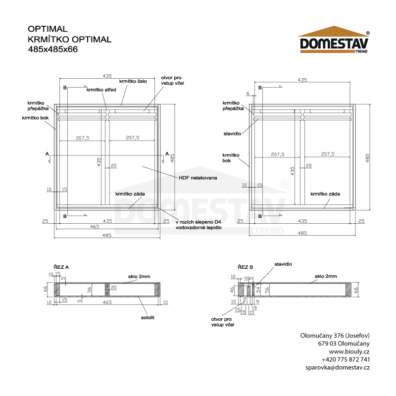 Stropné kŕmidlo pre včelí úľ 7,2 litra, Optimal