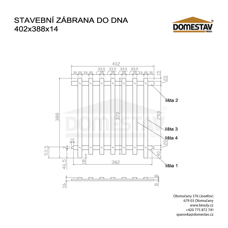 Stavebná zábrana pre včelí úľe 39x24 a 39x17