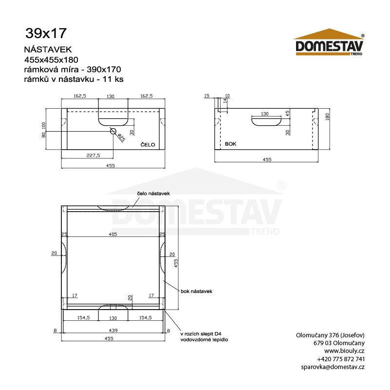 Včelí nástavok 39x17 nezmontovaný, Borovica hladká, 1 ks