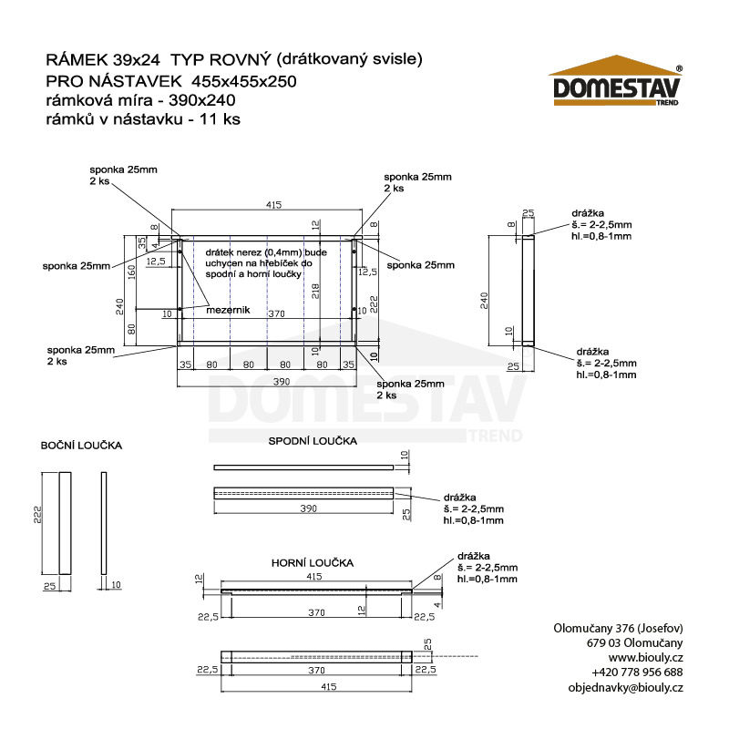 Rámik 39x24 zvislo rovný, zosílený, Lipa