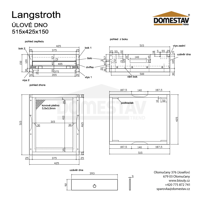 Varroa dno pre úľ Langstroth so stavebnou zábranou, Borovica vejmutovka