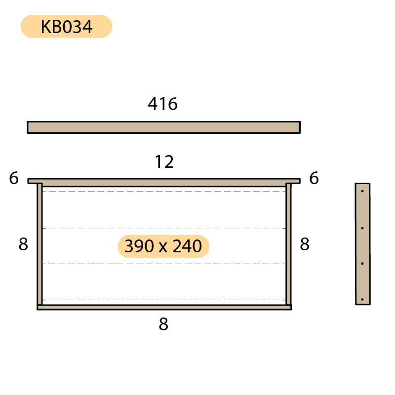 Rámkový přířez 39x24, vodorovně rovný, Lípa, 50 ks