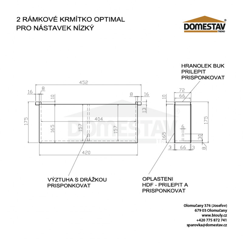 Dvourámkové krmítko 3,8 litru, Optimal nízký