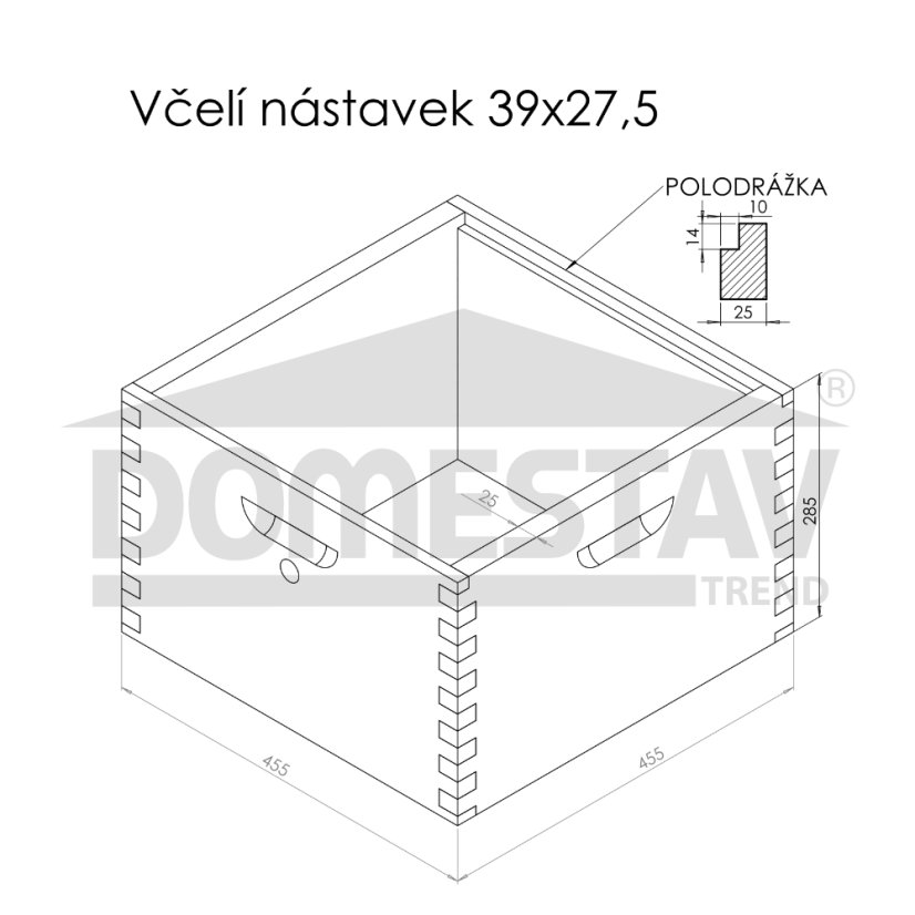 Včelí nástavek cinkovaný 39x27,5, Severská borovice